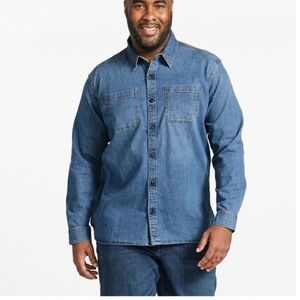 LLBean Men's Blue Denim Shirt Large Tall
